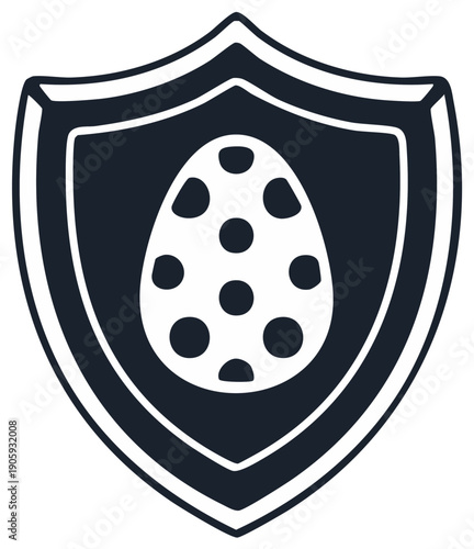 Shield with a polka dot egg icon symbolizing protection and new beginnings