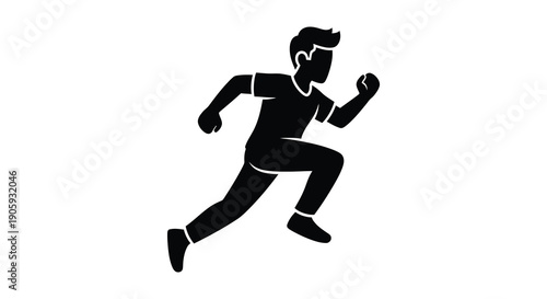 A dynamic figure running forward captured as a striking black silhouette