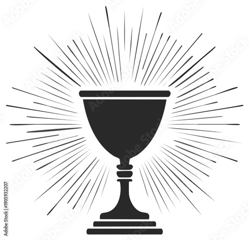 Holy Chalice Icon with Rays of Light Symbolizing Faith Tradition and Religious Significance