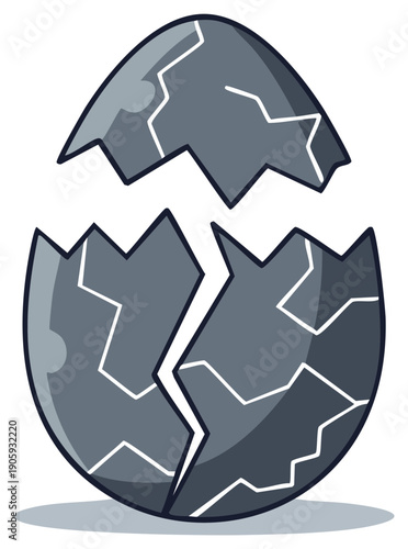 Cracked Dinosaur Egg Illustrates Hatching Concept and Prehistoric Life