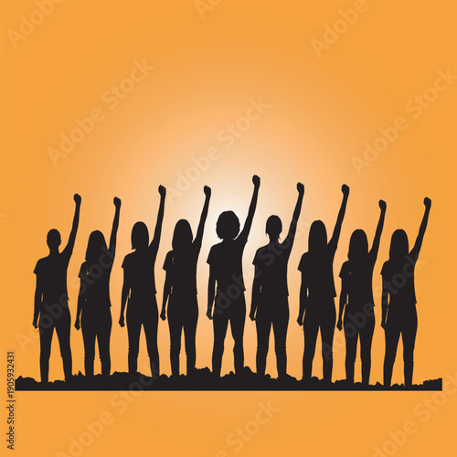 Women Celebration Silhouette – Empowerment, Freedom and Equality Concept
