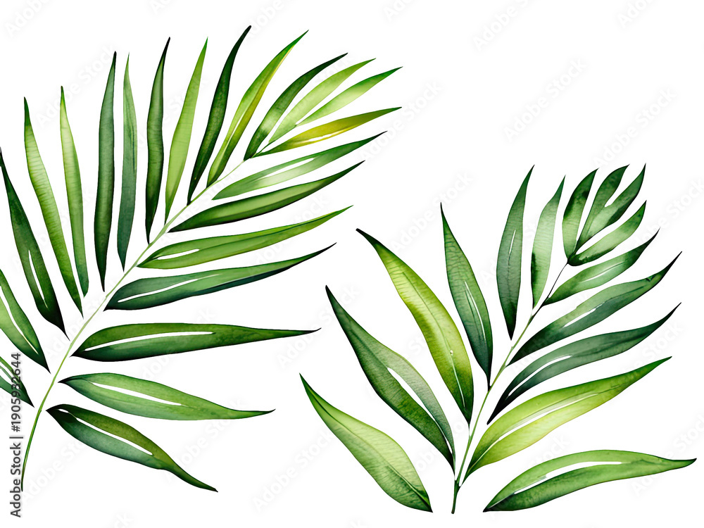 Fototapeta premium A close-up shot of three green leaves against a white background