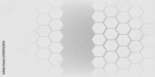 Dark grey abstract wide horizontal banner with hexagon carbon fiber grid and orange luminous lines. Technology vector background with orange neon lines
