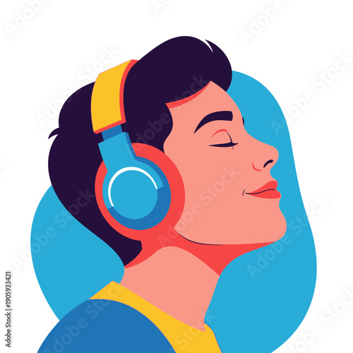 Woman Listening to Music with Headphones.