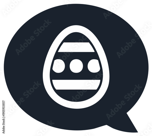 Easter Egg Icon in Speech Bubble Concept for Easter Messaging and Greetings