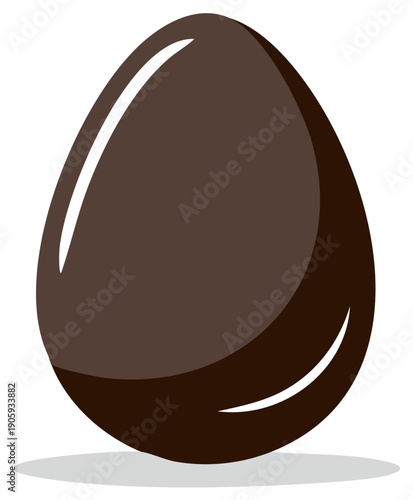 Stylized realistic chocolate easter egg illustration with subtle highlights and shadows on a white background