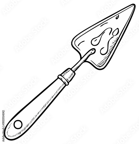 Illustration of baking spatula drawing isolated, hand drawn with graphic details