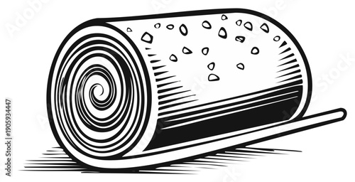 Rolled Food Item with Swirl Pattern and Sprinkles Illustration