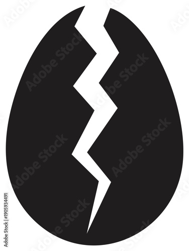 Broken Egg Silhouette with Jagged Crack Symbolizing Failure or Destruction