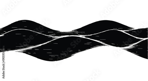 Modern abstract black and white wave design pattern texture on white background for graphic design element