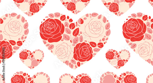 Hearts with floral patterns