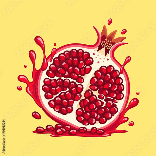 Pomegranate Fruit Cut Open Juicy.