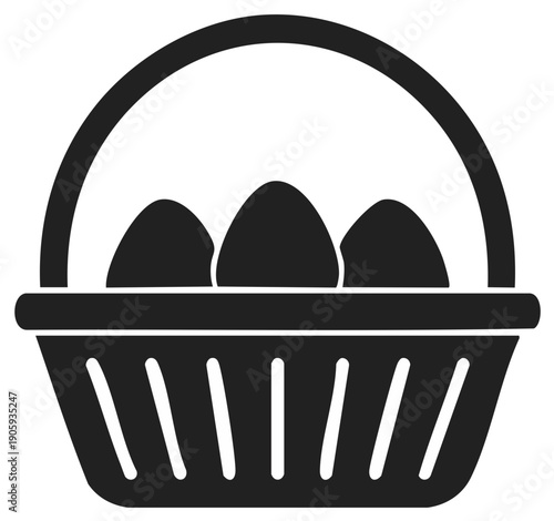 Basket of Eggs Icon Simple Silhouette