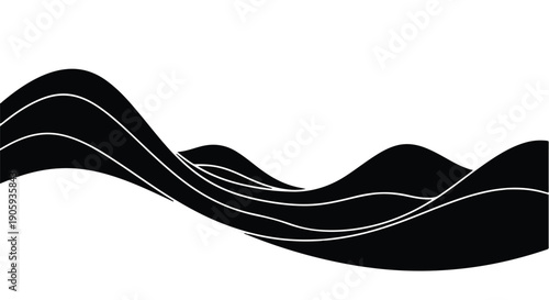 Modern abstract waveform design with white lines on black background, technology and innovation concept, creative digital illustration