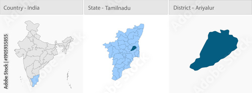 Ariyalur_Map_Vector detailed map illustration graphic for educational reference, geographic visualization, design layouts, presentations, digital medi