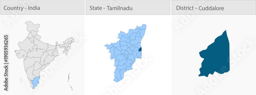 Cuddalore_Map_Vector detailed map illustration graphic for educational reference, geographic visualization, design layouts, presentations, digital med