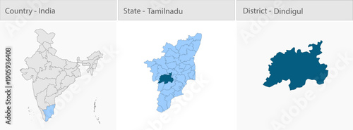 Dindigul_Map_Vector detailed map illustration graphic for educational reference, geographic visualization, design layouts, presentations, digital medi