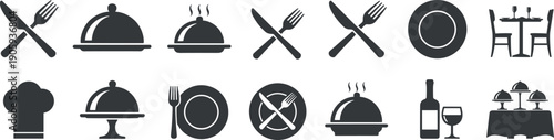 Restaurant icons dining utensils culinary symbols food graphics