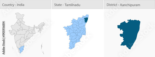 Kanchipuram_Map_Vector detailed map illustration graphic for educational reference, geographic visualization, design layouts, presentations, digital m
