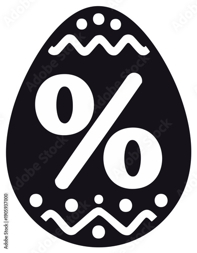 Easter egg with percentage symbol. Discount sale for Easter holiday promotion concept.