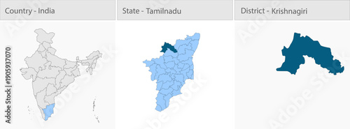 Krishnagiri_Map_Vector detailed map illustration graphic for educational reference, geographic visualization, design layouts, presentations, digital m