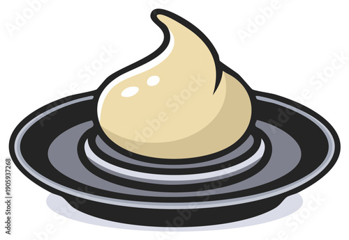 Cartoon illustration of a dollop of butter or whipped cream on a plate