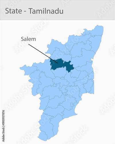 Salem-Tamil_Nadu_Map detailed map illustration graphic for educational reference, geographic visualization, design layouts, presentations, digital med