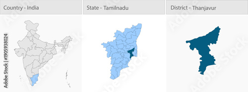 Thanjavur_Map_Vector detailed map illustration graphic for educational reference, geographic visualization, design layouts, presentations, digital med
