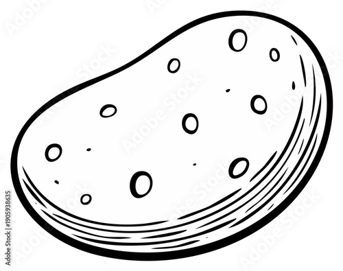 Cartoon style potato line art illustration simple black and white drawing for food concepts and healthy eating