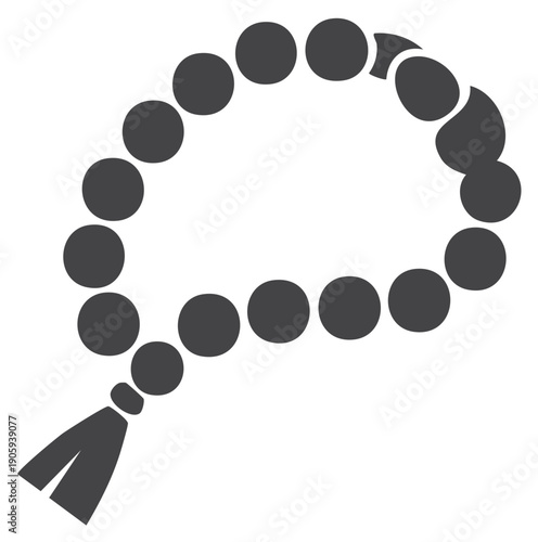 Prayer Beads: Spiritual Recitation Beads with String Tassel, Flat Design