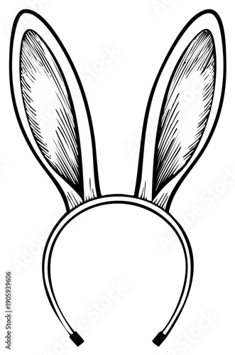 Whimsical Rabbit Ears Headband Hand Drawn Sketch Easter Celebration Accessory