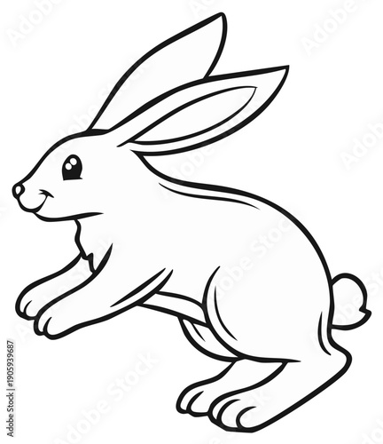 Cute stylized rabbit outline drawing showcasing a side profile on a white backdrop