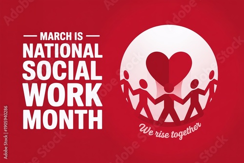 Professional National Social Work Month Logo with Cupped Hands Holding a Heart Icon for Medical and Mental Health Awareness Campaigns