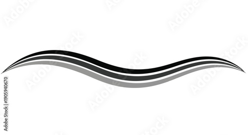 Modern abstract wave design element with black gray and white gradient curves for creative backgrounds