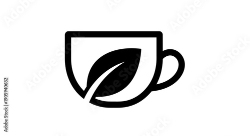 Minimalist cup with leaf icon