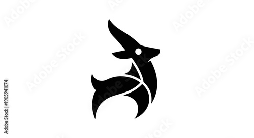 Minimalist deer silhouette on white