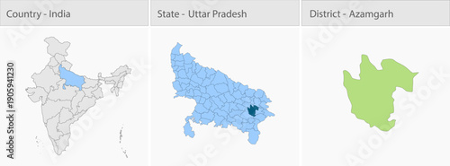 Azamgarh_Vector_Map_UP_state detailed map illustration graphic for educational reference, geographic visualization, design layouts, presentations, dig