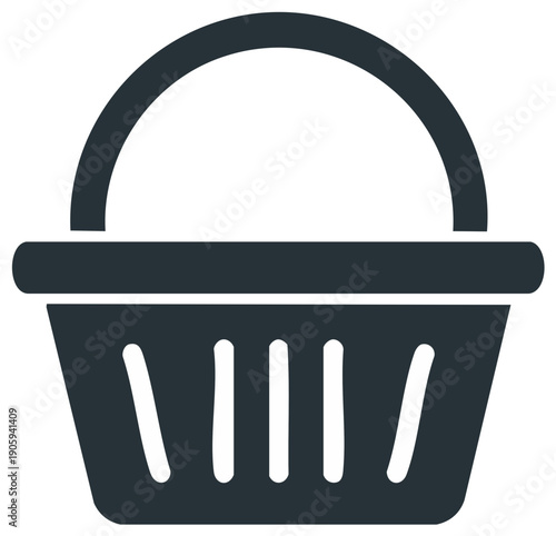 Shopping basket graphic illustration, isolated on white background.