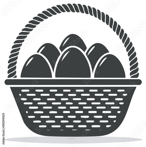 Filled Easter Basket with Numerous Eggs for Celebration and Holidays
