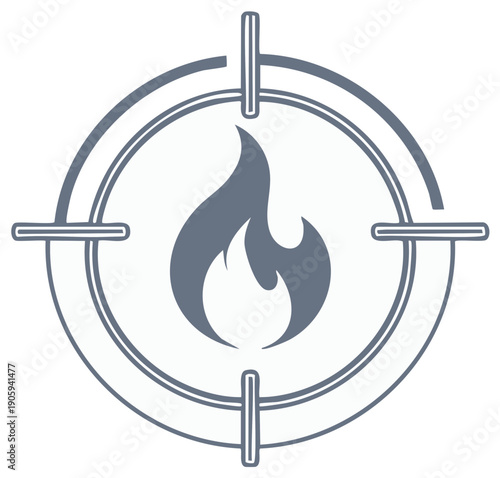 Flames in Crosshairs Target Symbol