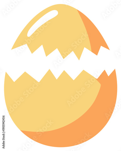 Cracked Eggshell Showing a Bright Yellow Interior