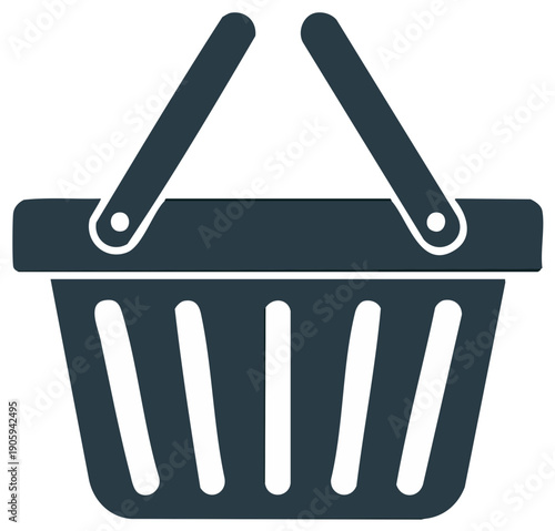 Flat design shopping basket vector icon for online store add to cart button and web interface