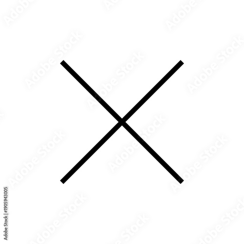 Thin black cross sign. X. Square. Isolated on a transparent background.