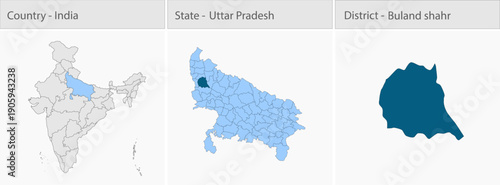 Buland_shahr_Vector_Map_UP_state detailed map illustration graphic for educational reference, geographic visualization, design layouts, presentations,