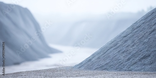 Rare earth minerals piled in an industrial setting, showcasing wet textures and separation processes with a blurred background of additional mineral heaps