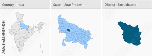 Farrukhabad_Vector_Map_UP_state detailed map illustration graphic for educational reference, geographic visualization, design layouts, presentations,