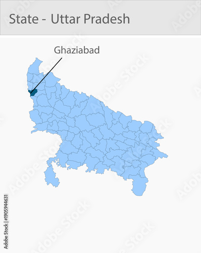 Ghaziabad_Uttar_Pradesh_Map_UP_state detailed map illustration graphic for educational reference, geographic visualization, design layouts, presentati