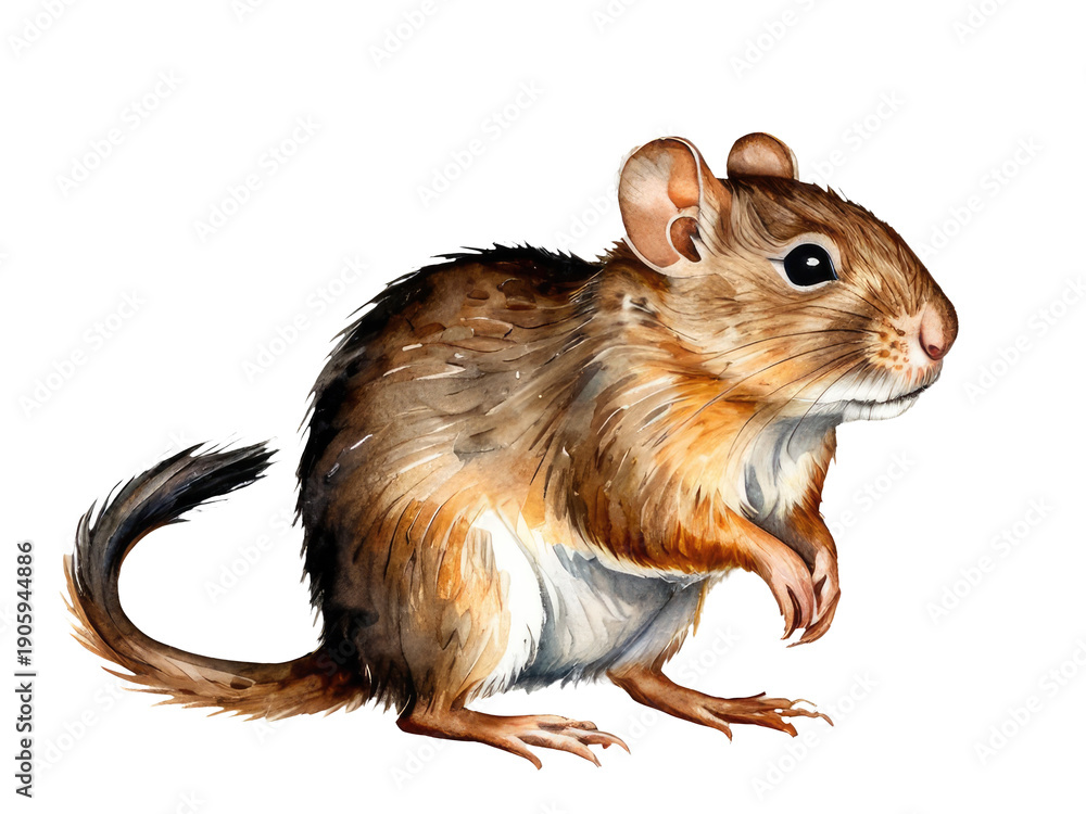 Naklejka premium Watercolor illustration of a small rodent