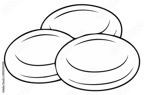 Simple Line Art of Three Stone Pebbles Stacked Gently together Isolated