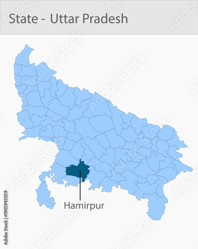 Hamirpur_Uttar_Pradesh_Map_UP_state detailed map illustration graphic for educational reference, geographic visualization, design layouts, presentatio